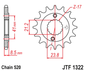 JT Sprockets Pi��n Moto JT1322.14 14 dientes Honda NX Falcon/TRX-400 ATV
