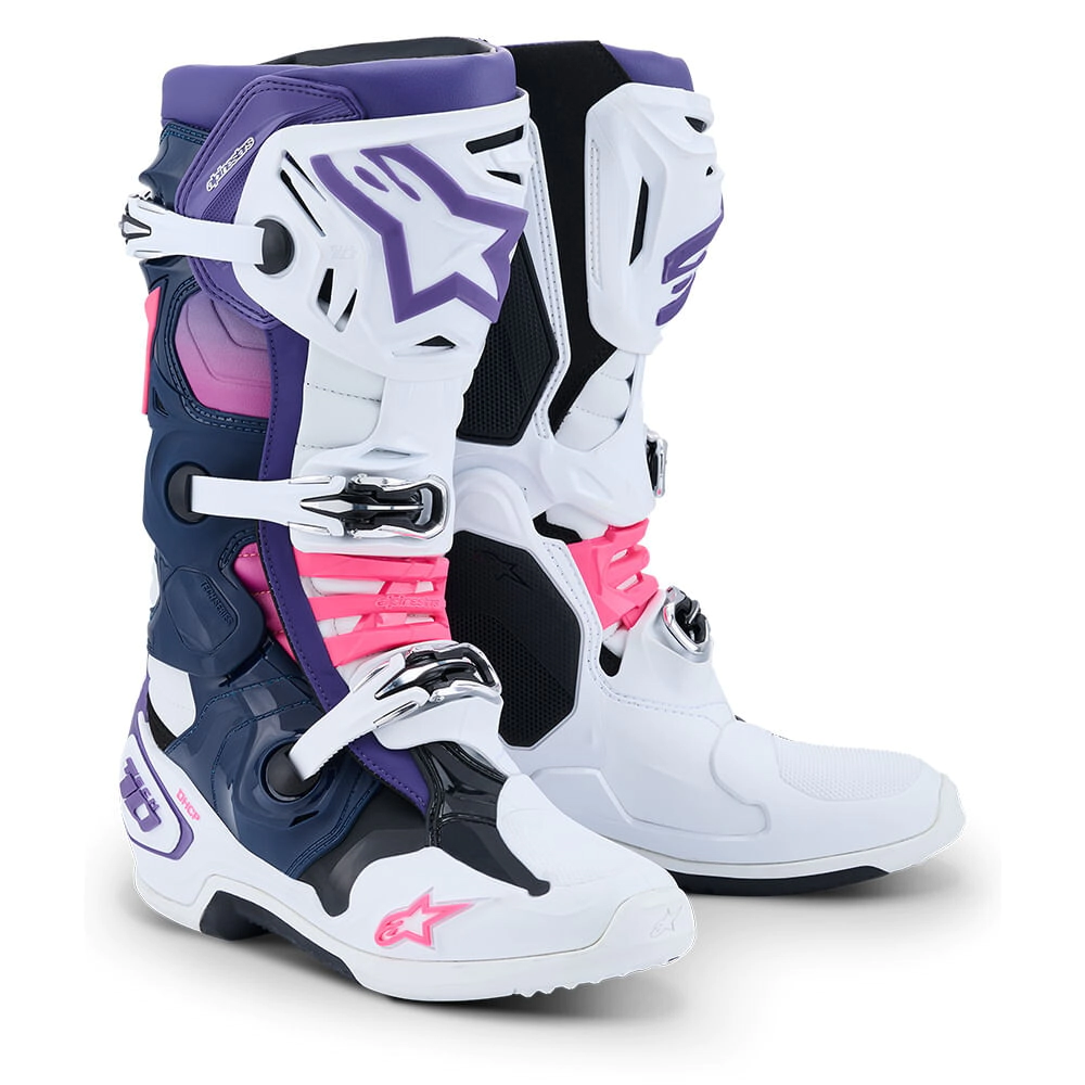 BOTAS CROSS TECH 10 BLANCO VIOLE AZUL ROSA TALLE 44.5-10 -ALPINESTARS-