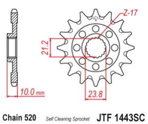 JT Sprockets Pi��n Moto 13 dientes autolimpiante Suzuki RMZ 450 13-17