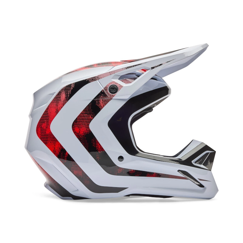 CASCO CROSS V1 KAIROS RAYAS GRIS NEGRO ROJO TALLE M -FOX-