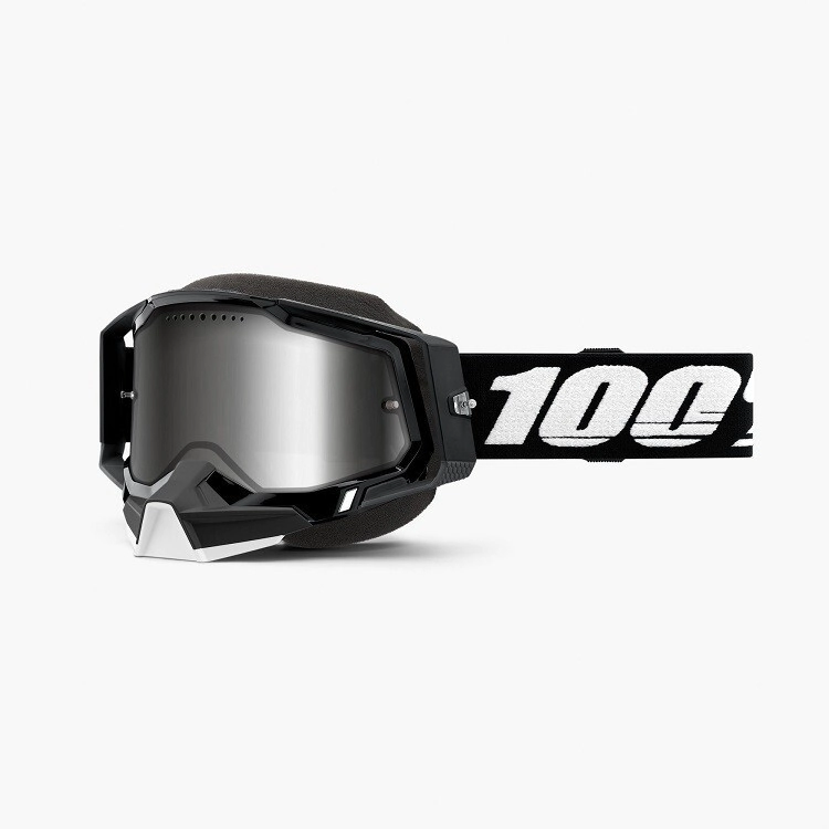 100% Antiparra Motocross Racecraft 2 Snowmobile negra lente Mirror plateada