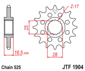 JT Sprockets Pi��n Moto 16 dientes KTM 950 Super Enduro 990 Adventure