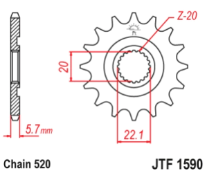 JT Sprockets Pi��n Moto JT1590.14 14 dientes Yamaha YZ 125-250F WR 250 01-14