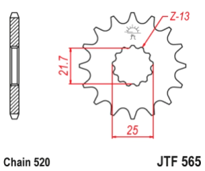 JT Sprockets Pi��n Moto JT565.12 12 dientes Yamaha YZF/WR 4/426-450 98-04 KX/YZ 250 99-04