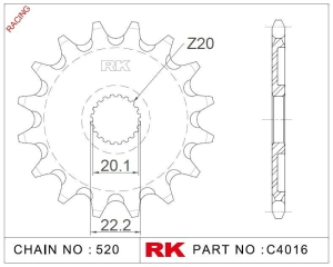 RK Pi��n Moto 13 dientes autolimpiante YZ 125 WR/YZ 250 01-23 negro