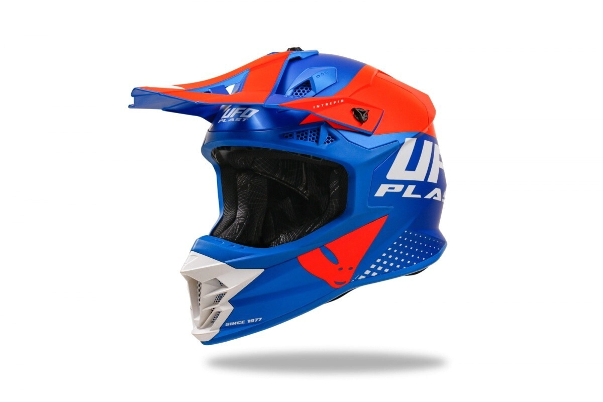 UFO Plast Casco Motocross Enduro Intrepid naranja azul talle L