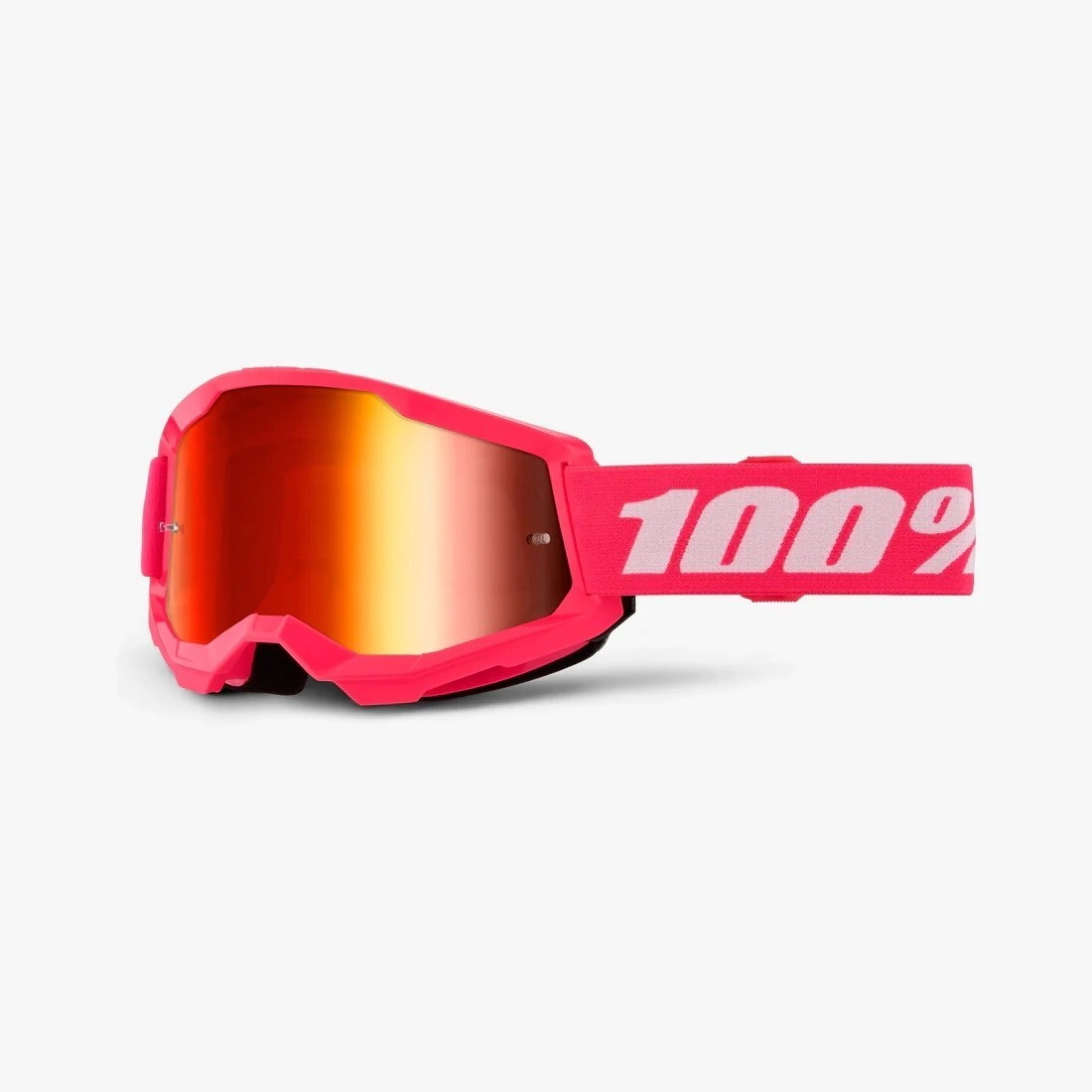 100% Antiparra Motocross Strata 2 Moto MTB rosa lente Mirror roja