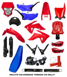 AMX Kit Pl�sticos Moto Full Rally 250 faro portan�mero protecciones y calcoman�as p/Tornado