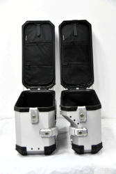 Coocase Ba�les Laterales Moto aluminio 36L S-Shape derecho plateado cepillado