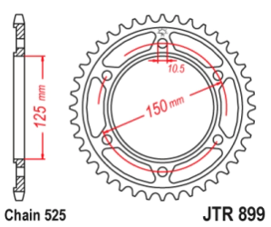 JT Sprockets Corona Moto JT899.42 42 dientes acero KTM ADV 990 Benelli 502X 2010-22 hierro