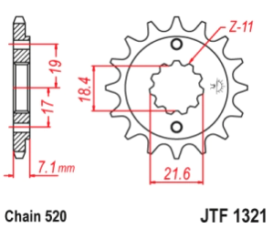 JT Sprockets Pi��n Moto JT1321.13 13 dientes Honda XR 250 96-04 TORNADO13D