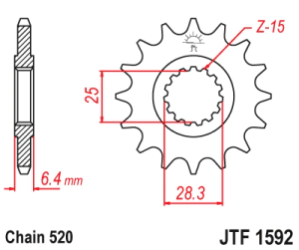 JT Sprockets Pi��n Moto JT1592.14 14 dientes Raptor 700-YFZ450 06-09