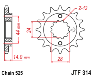JT Sprockets Pi��n Moto JT314.16 16 dientes Honda Africa Twin 90-03