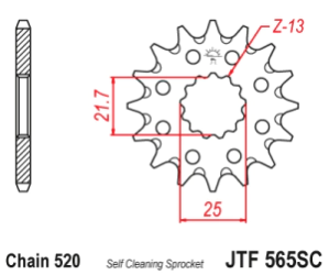 JT Sprockets Pi��n Moto 13 dientes autolimpiante Yamaha YZF/WR 250-450 98-04 KX/YZ