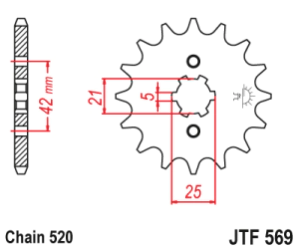 JT Sprockets Pi��n Moto JT569.14 14 dientes Kawasaki KX250 KDX250 KLX250 Yamaha WR250
