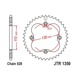 JT Sprockets Corona Moto JT1350.38 38 dientes Honda TRX 250 300 450 acero negro