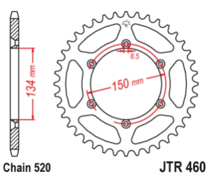 JT Sprockets Corona Moto JT460.49 49 dientes Kawasaki KX/KDX/KLX 300 2025 /KX-F